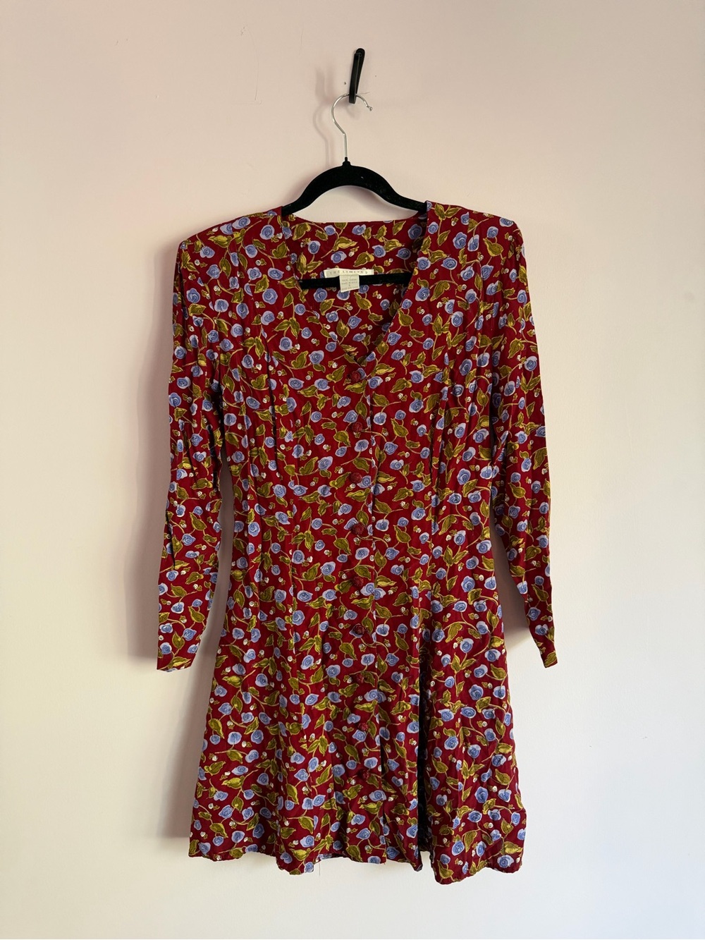 90’s Vintage The Limited Burgundy Lavender Rose Corset Back Mini Dress S